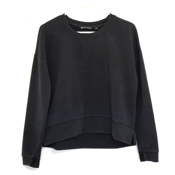 Athleta Modern Crewneck Long Sleeve Sweatshirt Black Size Small - Picture 2 of 9